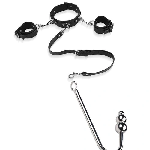 with Anal and Cuffs 5334 Collar Elegant Beaded Hook 0802